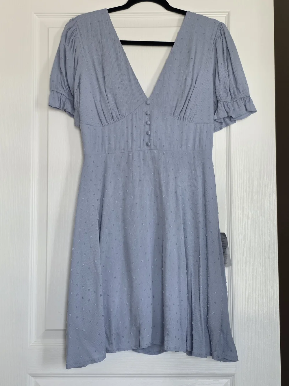 NWT Lulus Daytime Delight Swiss Dot Tie-Back Mini Dress - Blue Size L - Picture 3 of 14